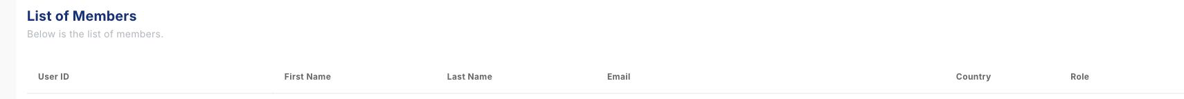 Workplace member-list heading and column labels without member records